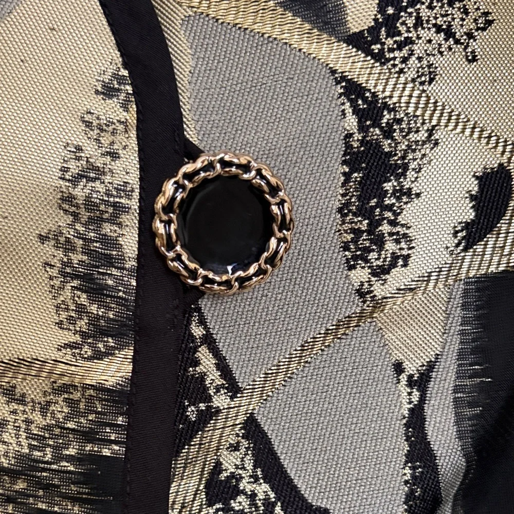 Ming Wang Black and Gold Abstract Metallic Open-Front Jacket - Picture 4 of 5